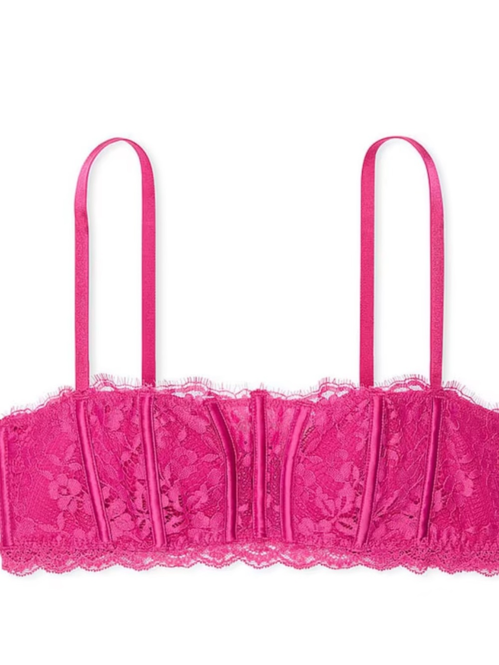 NWT Victoria's Secret Hot Pink Lace Bandeau Bralette